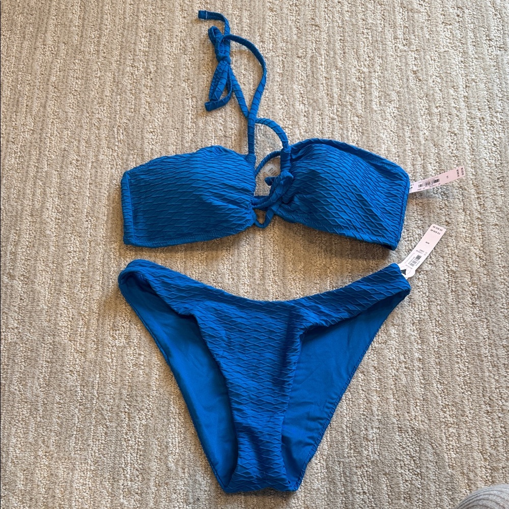 Victoria Secret Blue Textured Bikini Set